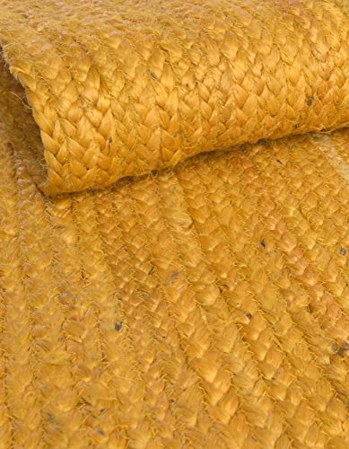 Image of Unique Loom Braided Jute Collection Area Rug - Dhaka (9' x 12' 2 inch Rectangle, Yellow)