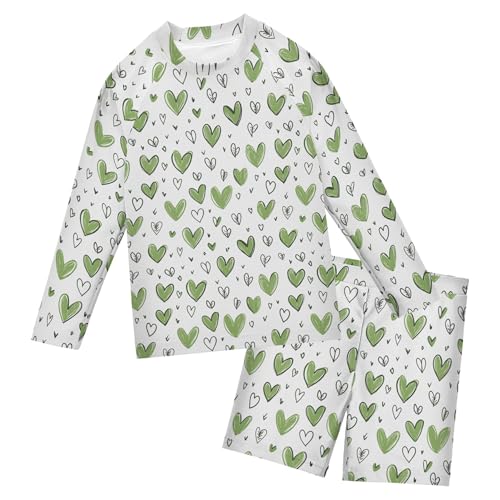 Heart Green Baby Boys' Toddler Long Sleeved Rashguard Swim Bathing Suit Set B0403842