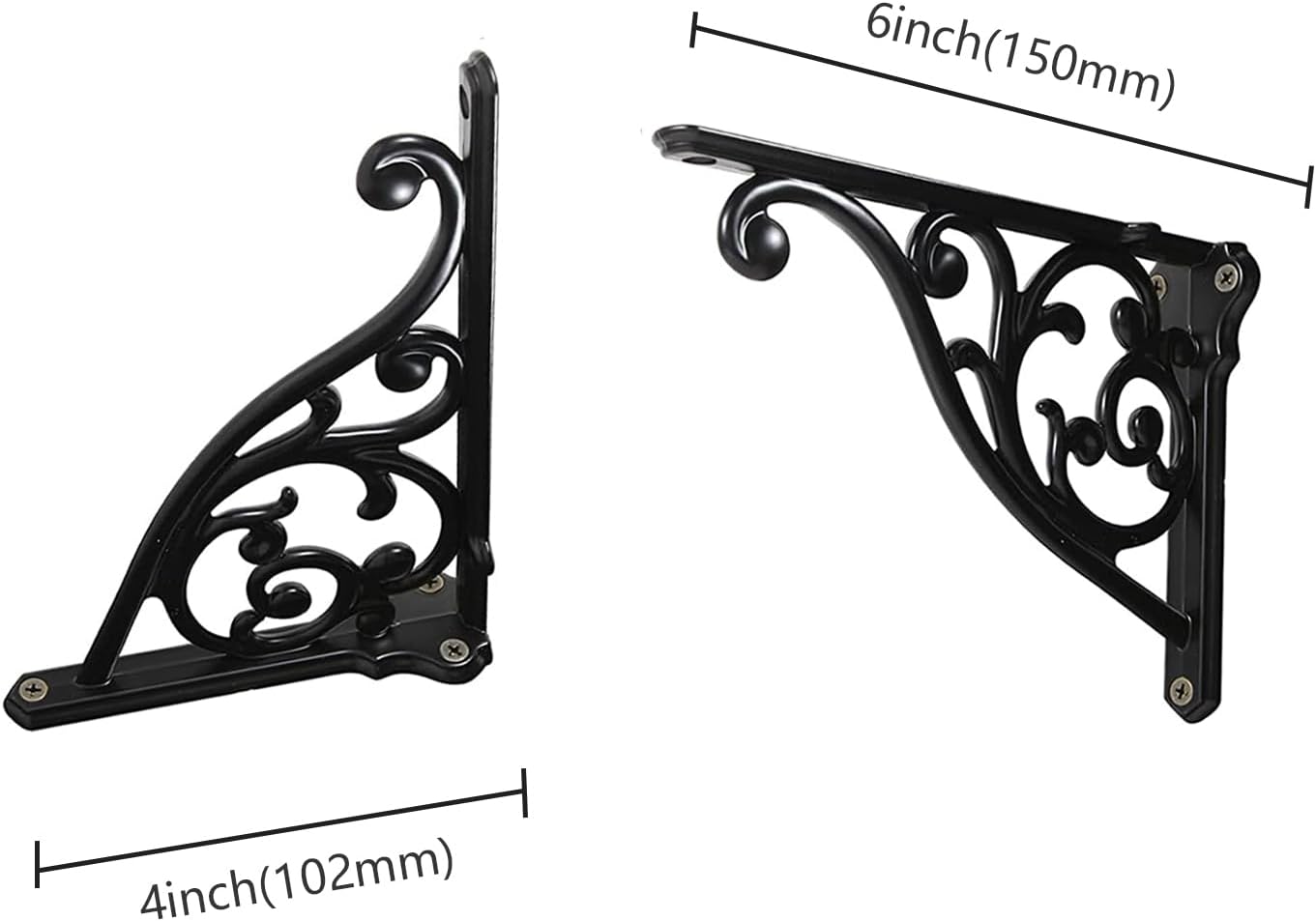 Heavy Duty Solid Stand,6 Inch 4 Pack Black,Right Angle Wall Panel Support Bracket,Decorative Shelf Bracket,Heavy Duty Vintage,Wall Mount Support DIY - Shelf Hardware Included image 2