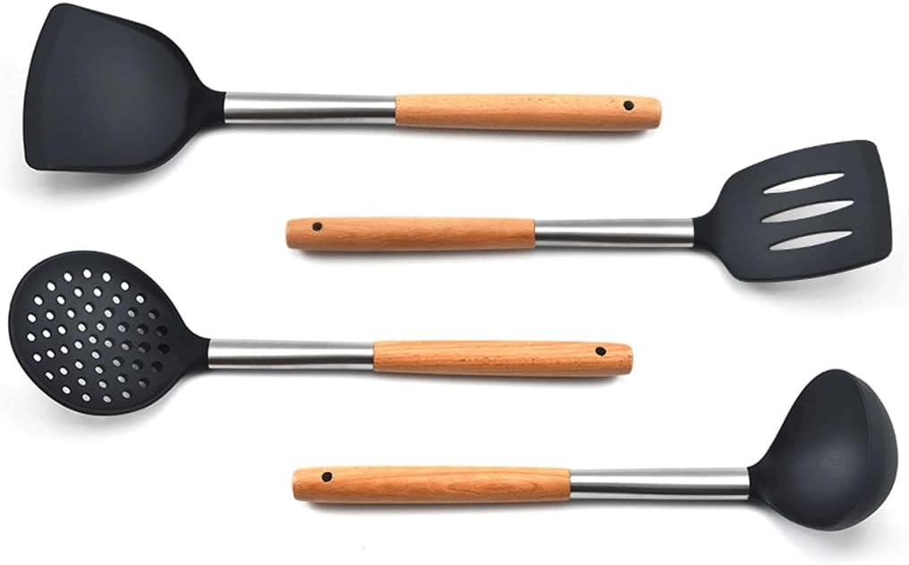 Food Grade Silicone Kitchenware Spatula Wooden Handle Set Kitchen Cooking Tools