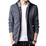 [foveitaa] カーディガン メンズ ジップアップ 大きい サイズ ゆったり セーター アウター ニット ジャケット 無地 カジュアル コート 厚手 裏起毛 暖かい 防寒 ニット ウール かっこいい 秋冬服navy-2XL