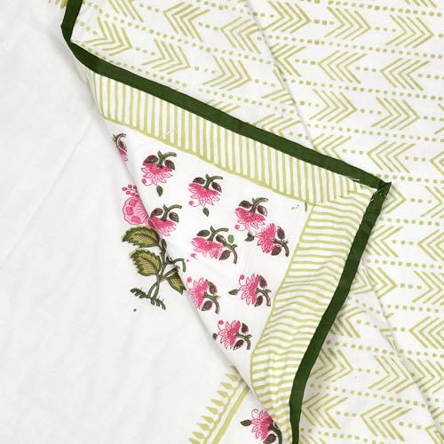 Image of BLOCKS OF INDIA 100% Cotton Dohar King Size Reversible Hand Block Printed Malmal Summer Dohar /Blanket (Color 11)