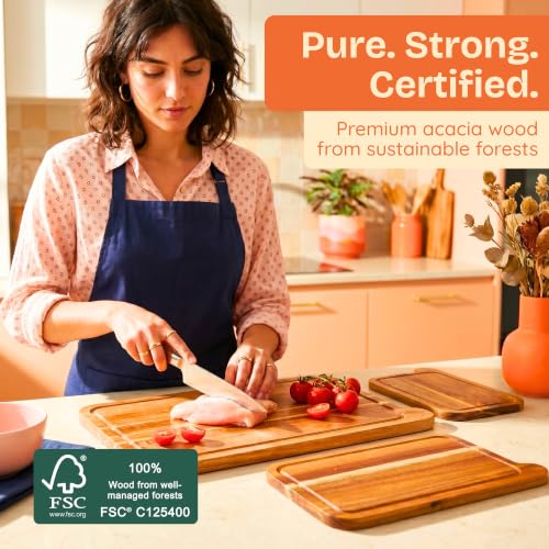 Non-Toxic Acacia Cutting Board Set of 3, Mineral Oil Free, Plastic Free - Image 5