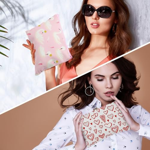 Image of Frienda 50 Pcs Sublimation Blank Canvas Makeup Bags Bulk DIY Heat Transfer Canvas Pen Case Pencil Cosmetic Makeup Bags Clear Sublimation Blank Pouch with Zipper (7 x 4.3 Inch,White,Pink)