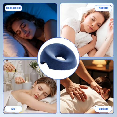 Foreverup Ergonomiczna poduszka do masażu twarzy, poduszka do masażu, otwór w kształcie litery U, poduszka do masażu, zagłówek do biura, spa, salonu, łóżka do masażu (niebieska)