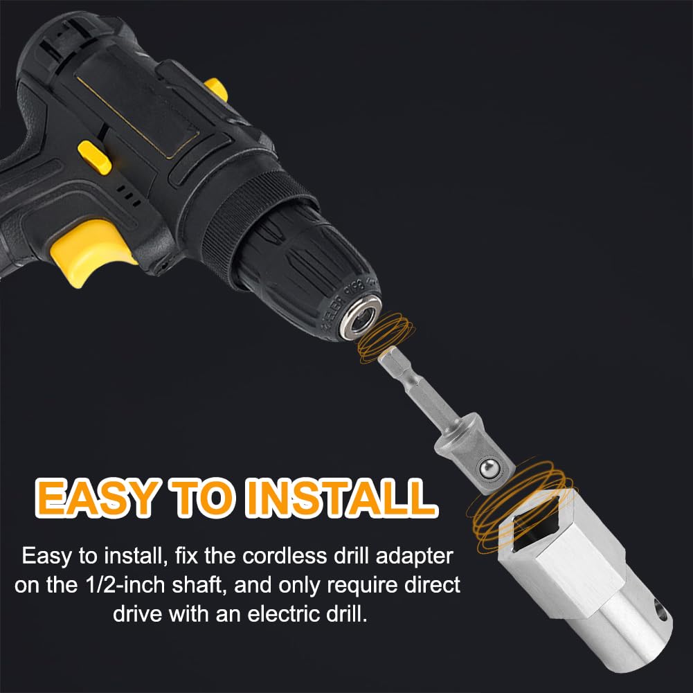 Upgraded Stainless Steel Trailer Jack Drill Adapter with Top Wind Crank Handle and Cordless Drill Adapter - 1/2 Inch Socket Adapter Bit Included — Amazon image 3