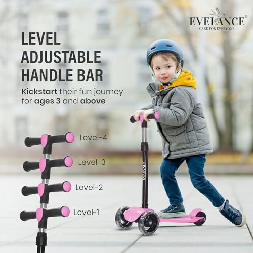 Image of 3 Wheel Kids Road Runner Scooter with Adjustable Height, Foldable Kick Scooter for 3+ Years | Skating Scooter Outdoor Toy for Boys & Girls, Birthday Gift | 50kg Capacity(Pink)