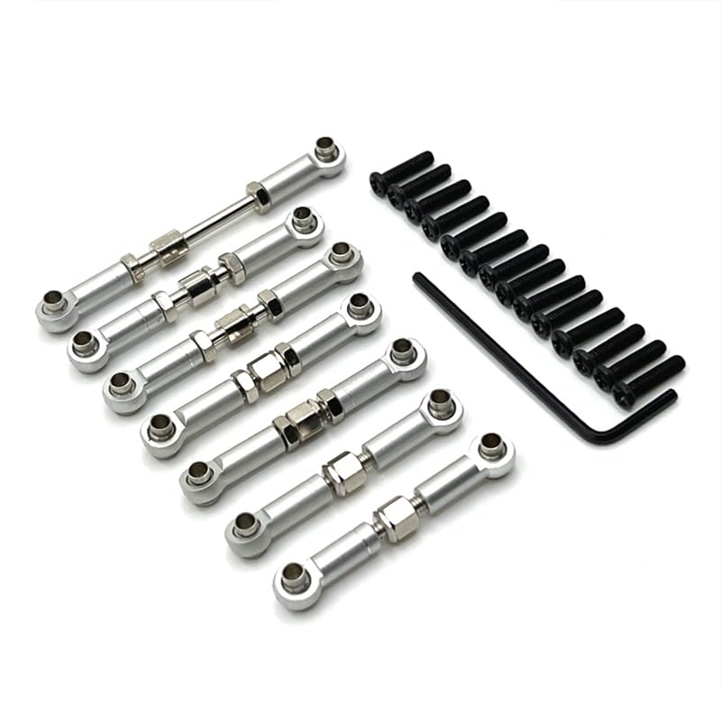 Metal Upgrade Adjustable Rod Steering Rod for WLtoys 1/10 104072 RC Car Parts(Red)