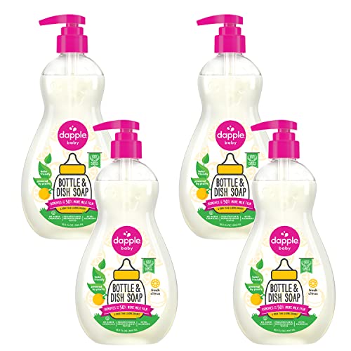 Image of Dapple Bottle and Dish Soap Baby, Fresh Citrus, 16.9 Fl Oz (Pack of 1) - Plant Based Dish Liquid for Dishes & Baby Bottles - Hypoallergenic Soap, Liquid Soap