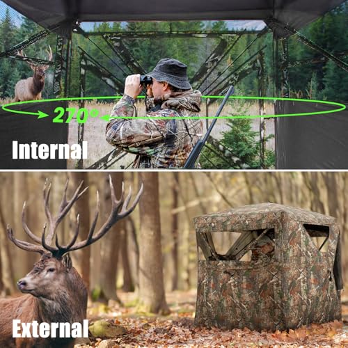 270 Degree See Through Ground Blind - 2-3 Person + Hunting Blind with Magentic Door
