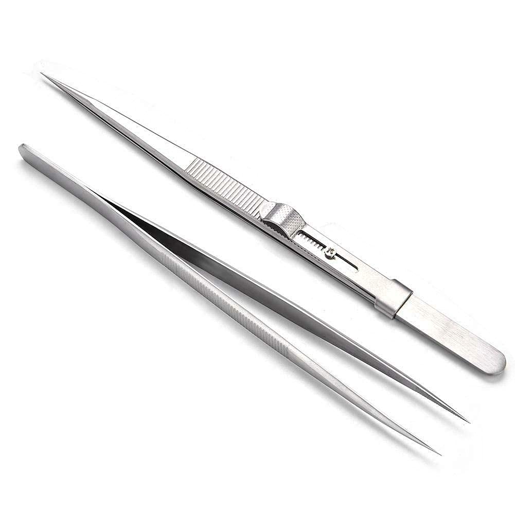 LUCKY STORE Set Of 2 Pieces Diamond Locking Tweezer With Slide Lock For Jewellers 3
