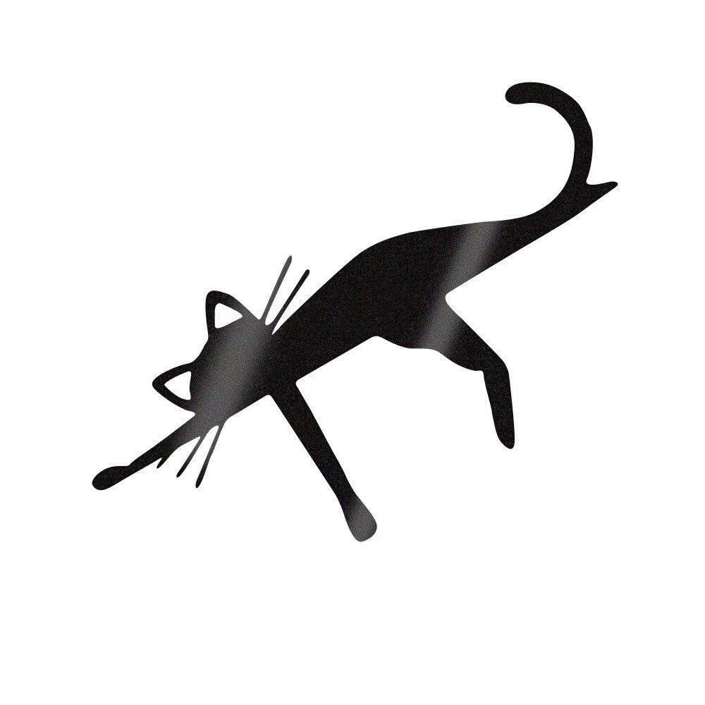 Cat Sticker Reflective Vinyl Decal Waterproof Car Body Windows Windshield Bumper Truck(Reflective Black,3pcs)