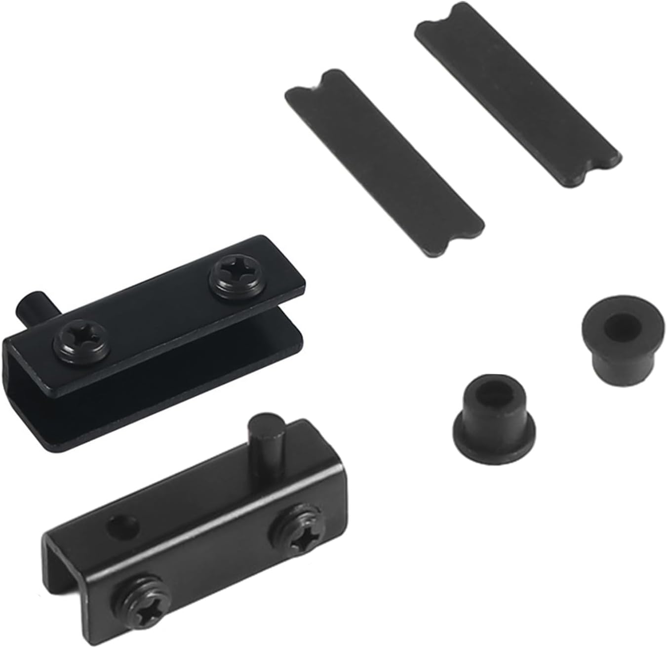 Stainless Steel Glass Door Hinges for 5-6mm Thick Glass, No Drilling Required with Rubber Cushions, Rust-Proof Cabinet and Bookcase Hardware, 2 Pack