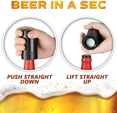 VinFlow5 Automatic Beer Opener (Black), Magnetic Bottle Caps Remover, Push Down - Pull Up w/ No Cap Damage for Bottle Top Collectors