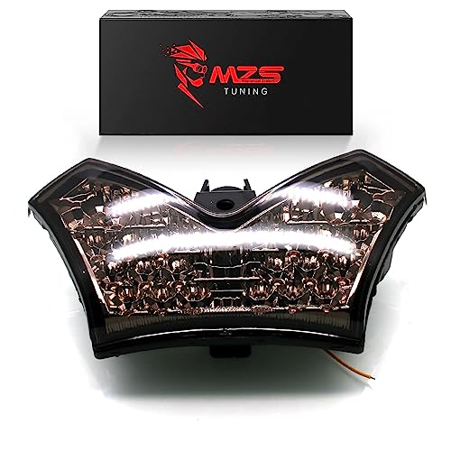 Image of MZS Motorcycle Tail Light LED Integrated for ZX14R ZX14 ZZR1400 2006-2025 | Rear Turn Signal Blinker Running Taillight, Stop Brake Light, Waterproof Dustproof Smoke Lens, Amber Red Dual Color Lamp