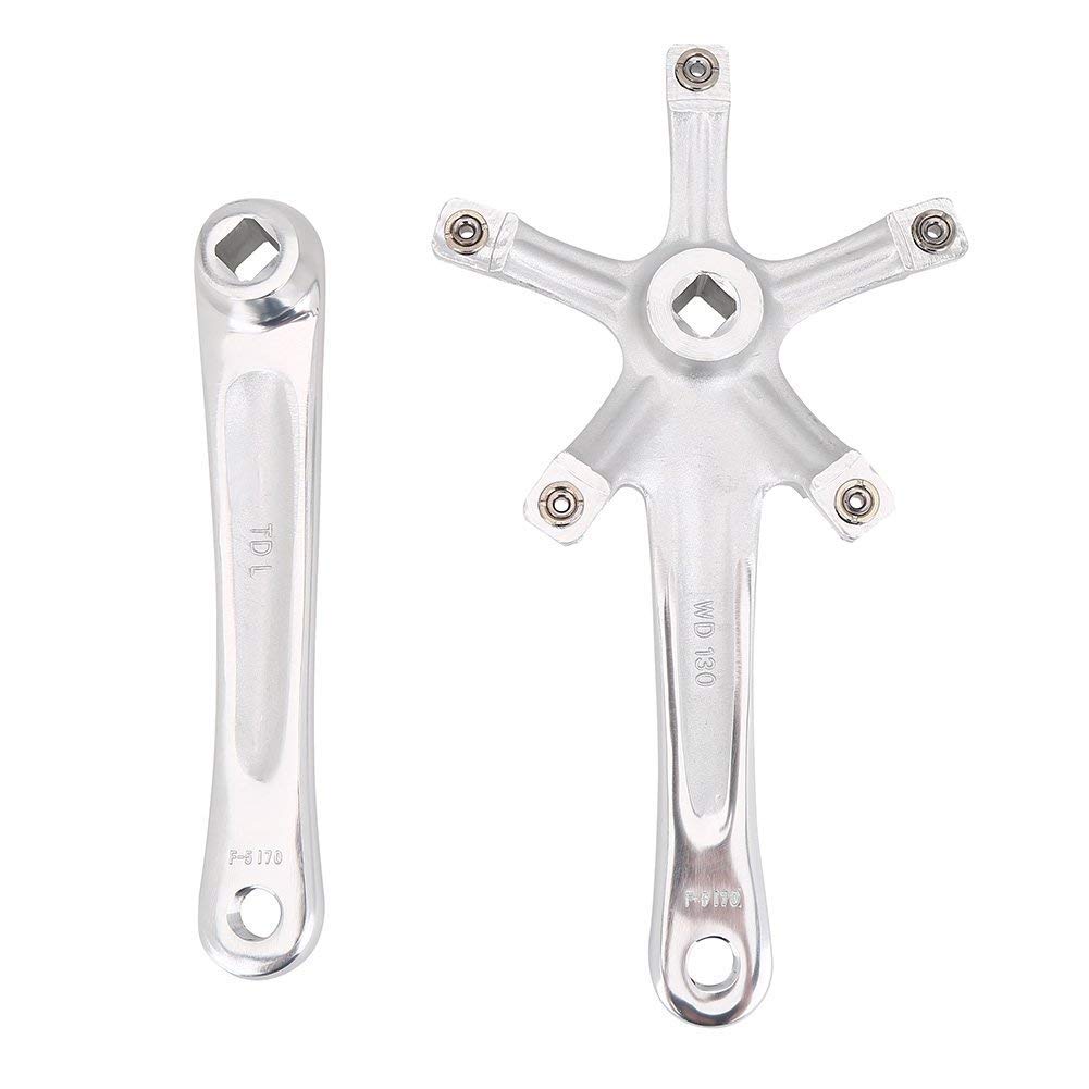 VGEBY Guarnitura per bicicletta, bracci della pedivella sinistra e destra, per bicicletta a velocità singola (argento)