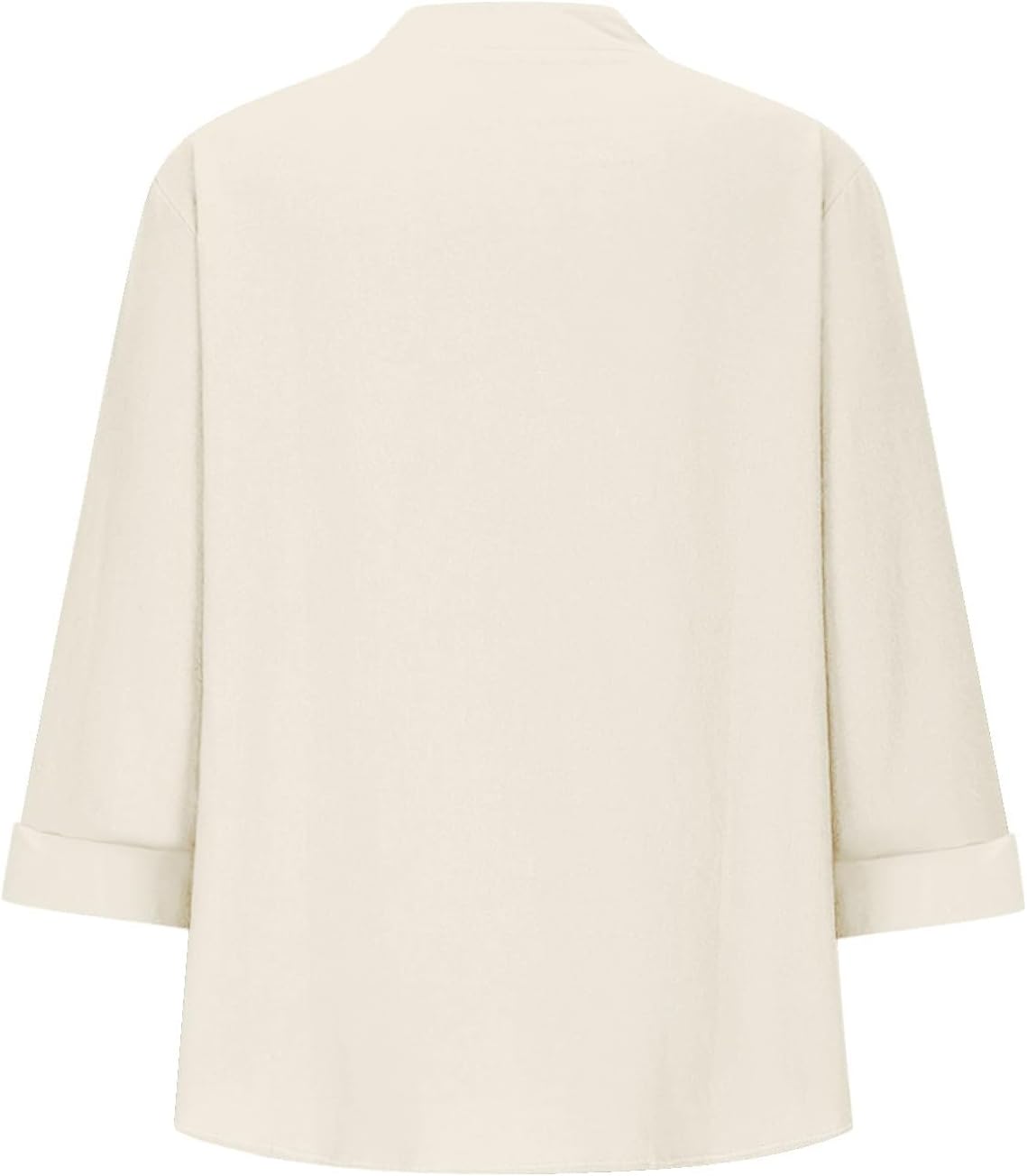 Button Down Vneck Linen Shirts for Women Plus Size 3/4 Sleeve Chest Pocket Blouses Casual Loose Comfy Gauze Tops - Image 5