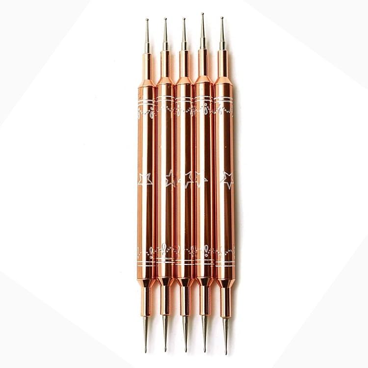 CLASSIC 5PCS 2WAY Dotting Tool Nail Art Brushes, Dotting Brush For Gel Nails, Nail Painting Brush Nail Drawing Brush, Manicure Brush Acrylic Nail Brush (RoseGold 5PCS)
