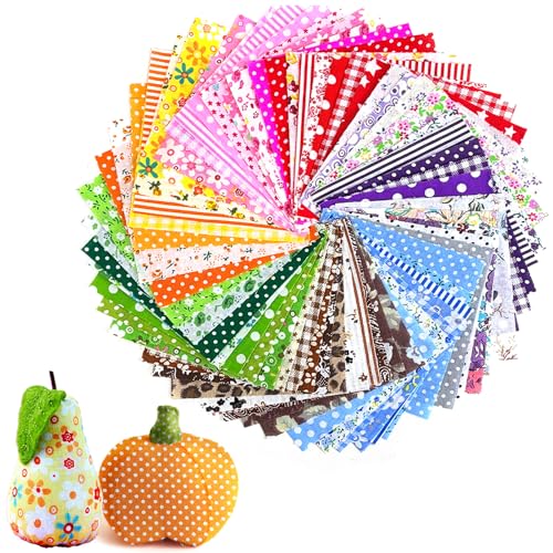 60 Pcs Cotton Fabric Squares, 4" x 4" (10cm x