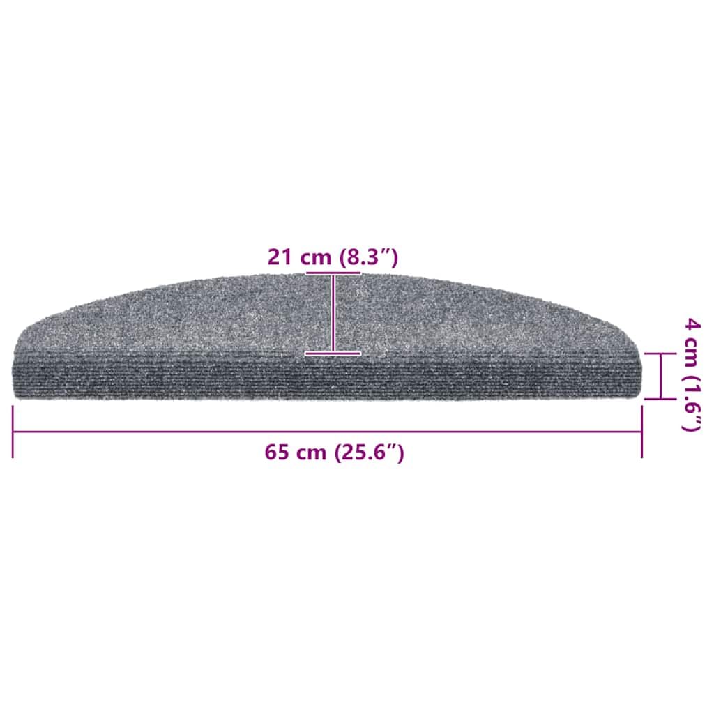 Lot de 20 tapis d'escalier autocollants - 65 x 21 x 4 cm - Gris clair - Semi-circulaires - Antidérapant - Avec protection contre les marches et le bruit - Pour escalier en bois, escalier en