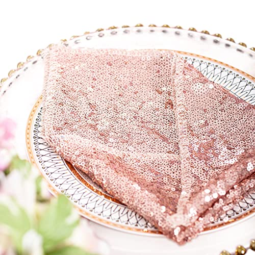 Partydelight 20" X 20" Sequin Napkin Rose Gold 12 Pcs Sparkly And Glitter For Wedding, Party, Banquet, Birthday, Christmas. #TOP2