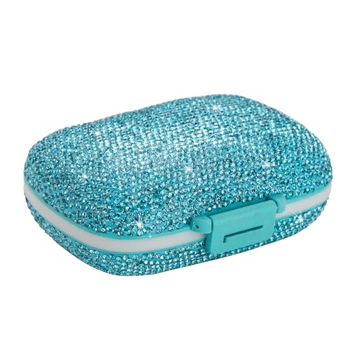 Image of Travel Pill Container Medicine Organizer Daily Purse Pill Case Cute Pill Vitamin Box Small Pocket Pill Holder Mini Pill Organizer for Supplement(Blue)