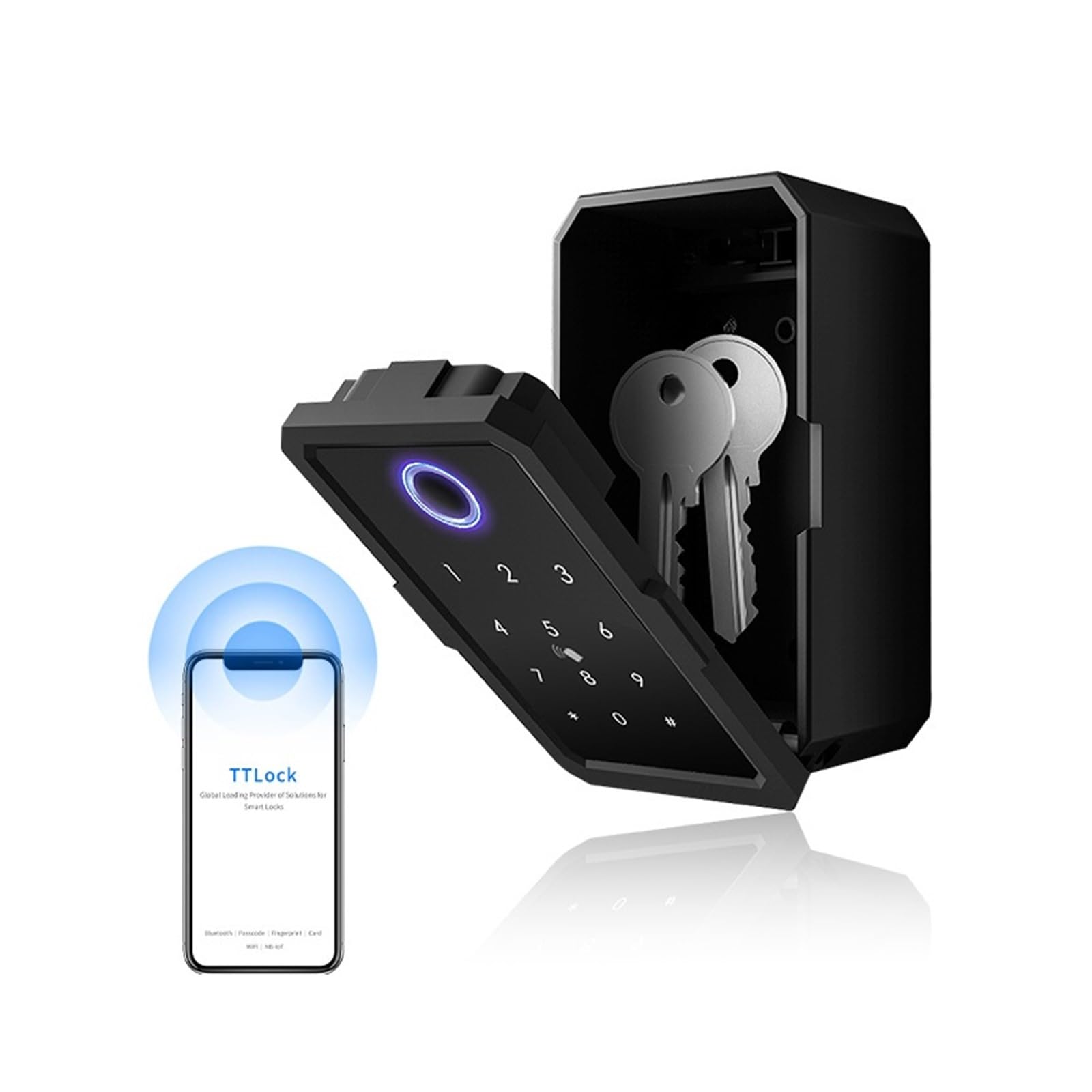 Cassaforte Piccola Cassette Di Sicurezza TTlock Password Smart Finrprint Digital Intelinte Tuya Cassette Di Sicurezza Elettroniche Portatili per casa, ufficio, hotel, viaggi(K3-TY)