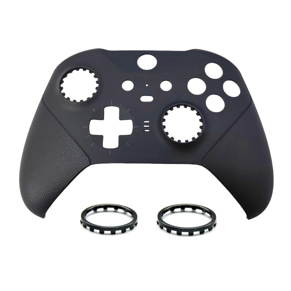 Hzxkqmil Carcasa de Repuesto Cáscara Frontal Cubierta Placa Concha Accesorios para Xbox One Mando Elite Series 2, Anillos de Joystick Incluidos, Negro