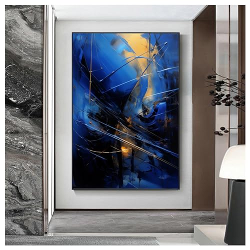 Toile murale abstraite feuille d'or et bleu style industriel