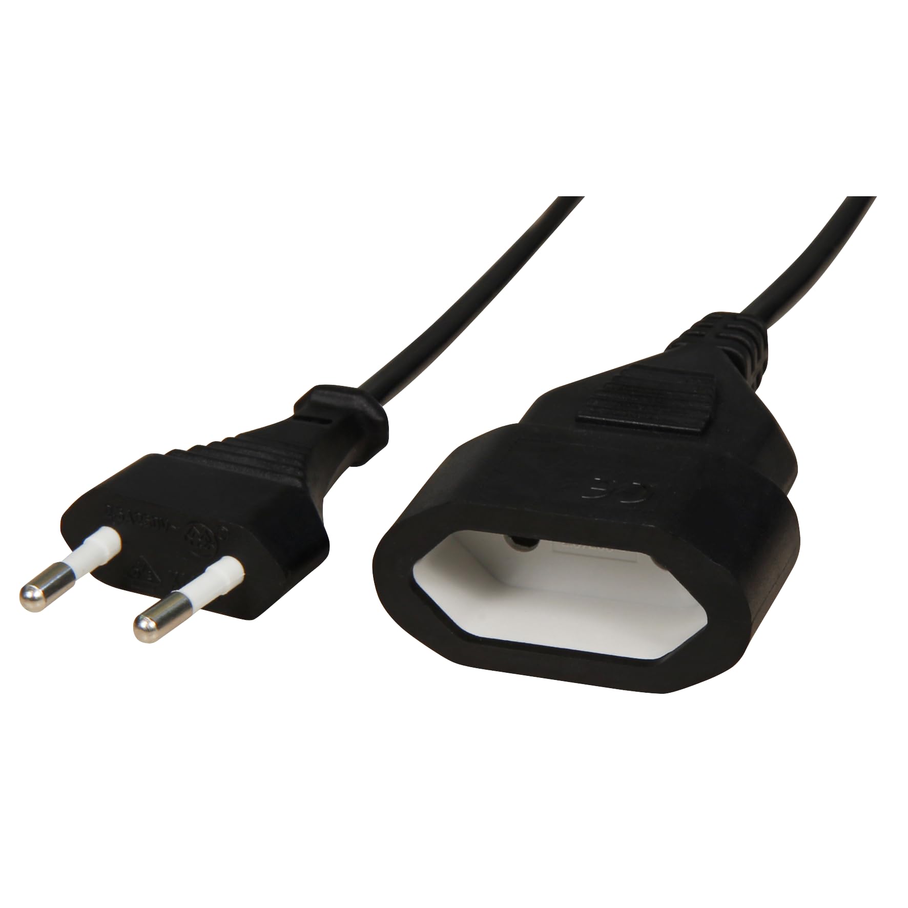MC Power Verlängerungskabel Netzkabel 10 Meter | Verlängerung Eurostecker - Euro-Kupplung Typ-C Steckdosenverlängerung für PC Computer, Monitor, Lampen schwarz