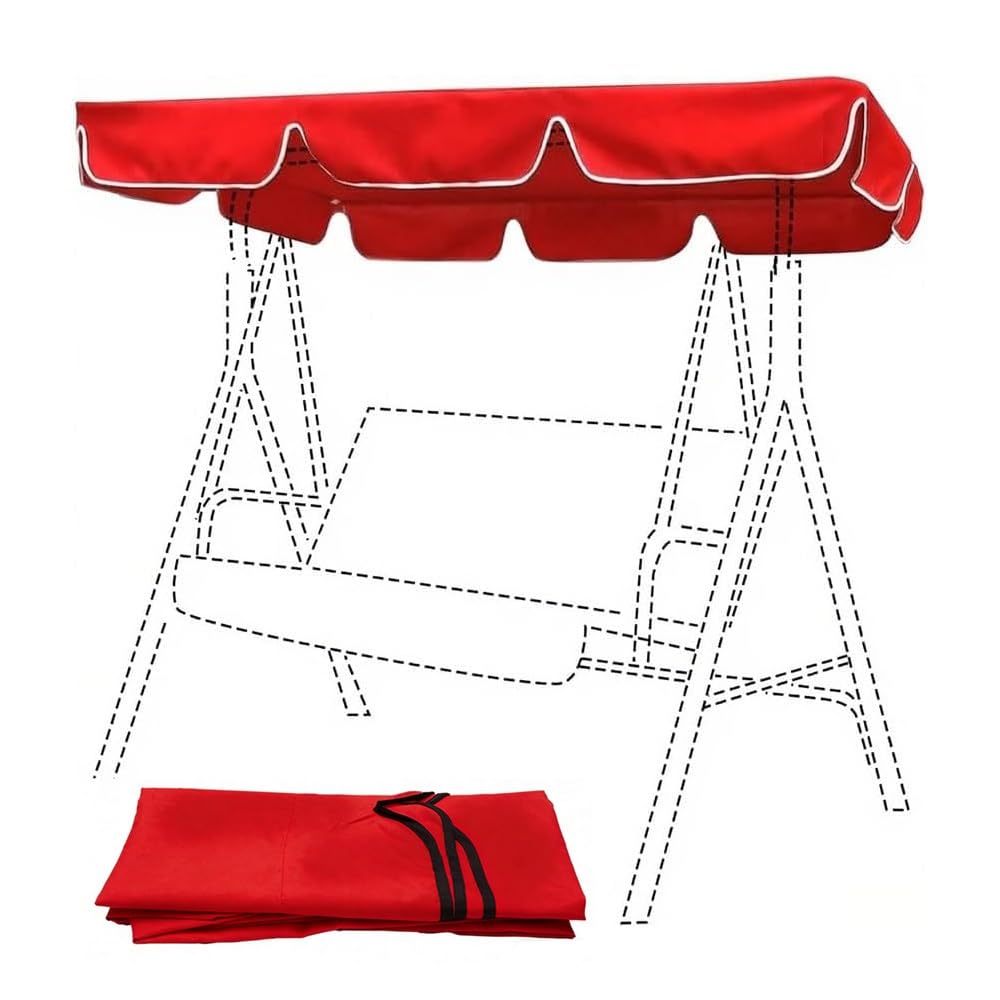 MESCXTY 64x45in 85x57in Porch Swing Canopy Replacement, Waterproof Anti-UV Garden Hammock Top Cover, Outdoor Replacement for Patio/Yard(Red,82x57in-210x145cm)