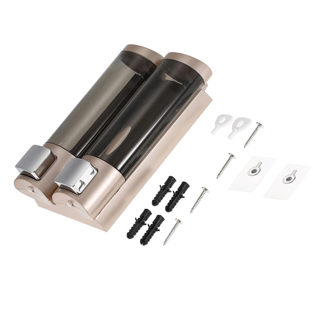 Kavolet Dispenser Sapone Manuale 200mlx2 Parete Manuale Trasparente ABS | Dispenser Sapone Bagno Muro per shampoo e bagnoschiuma,dispenser sapone a parete , antigoccia, per bagno e hotel