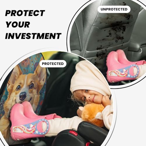 Protectores de asiento elegantes color beige con pajarita de Corgi para coche, pack de 2 5