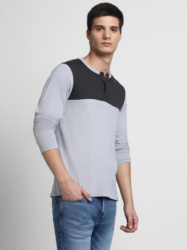 Image of Dennis Lingo Men's Cotton Henley Neck Tshirt, Regular Fit Long Sleeve