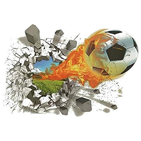 3D Giant Football Through The Wall Effect Wall Mural Photo Wallpaper Picture Self Adhesive (Typ-3) Cover