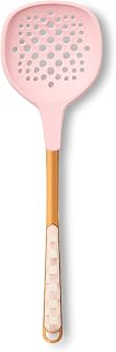 MACKENZIE-CHILDS Slotted Turner, Stainless-Steel Turner for Cooking, Pink-and-White Rosy Check