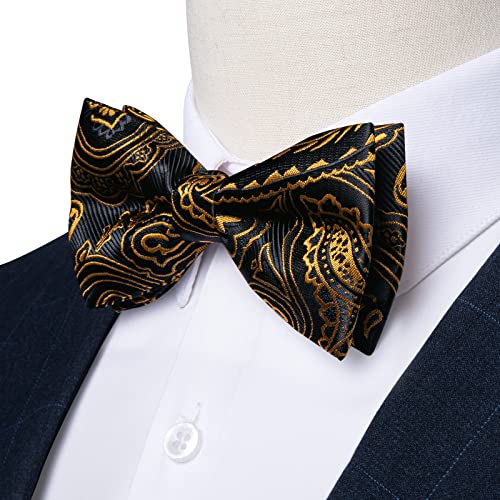 Image of DiBanGu Pre-Tied Bow Ties for Men Silk Adjustable Tuxedo Bowties Pocket Square Cufflinks Set with Lapel Pin Jacquard Woven