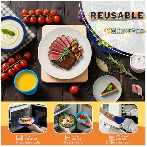 Image of Wheat Straw Dinnerware Sets of 32, Unbreakable Plates and Bowls Sets Service for 8, Dinner Plate /Dessert Plate /Bowl /Cup, for Outdoor Camping RV Apartment Essentials - Island Color