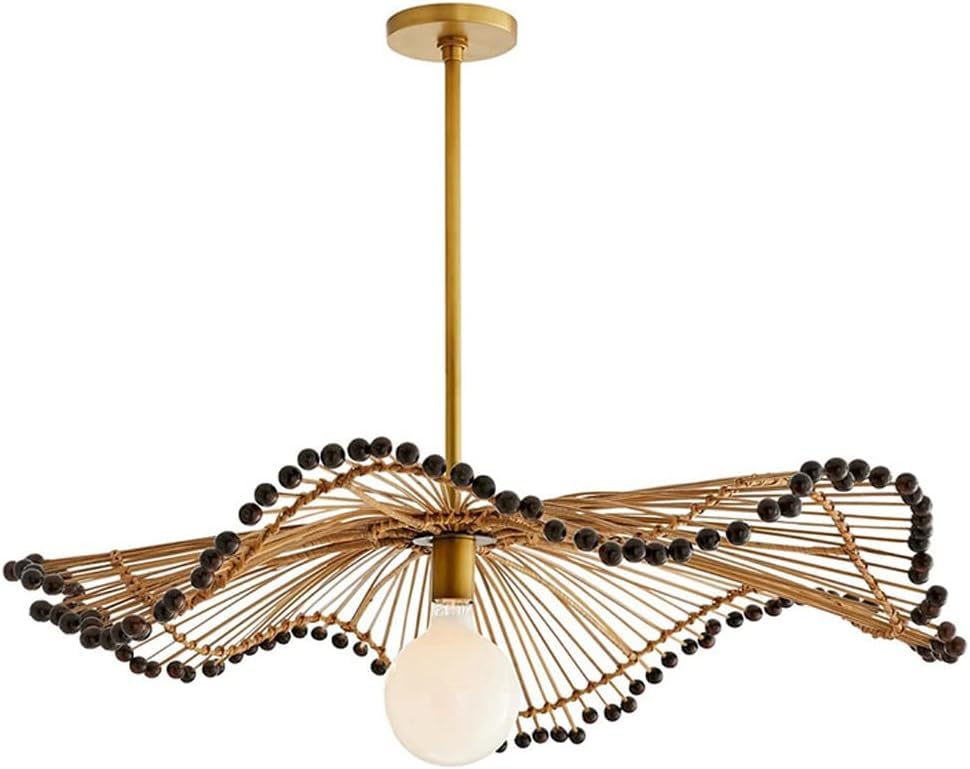 Plafonnier suspendu en rotin bohème : luminaire en osier tressé pour chambre et salle à manger