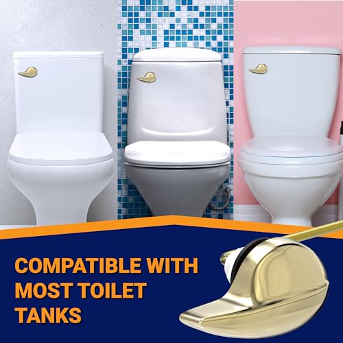 Image of Front Mount Toilet Handle Replacement, Compatible with American Standard, Kohler, TOTO, Gerber and Most Front Mount Toilet Tanks - Polished Brass