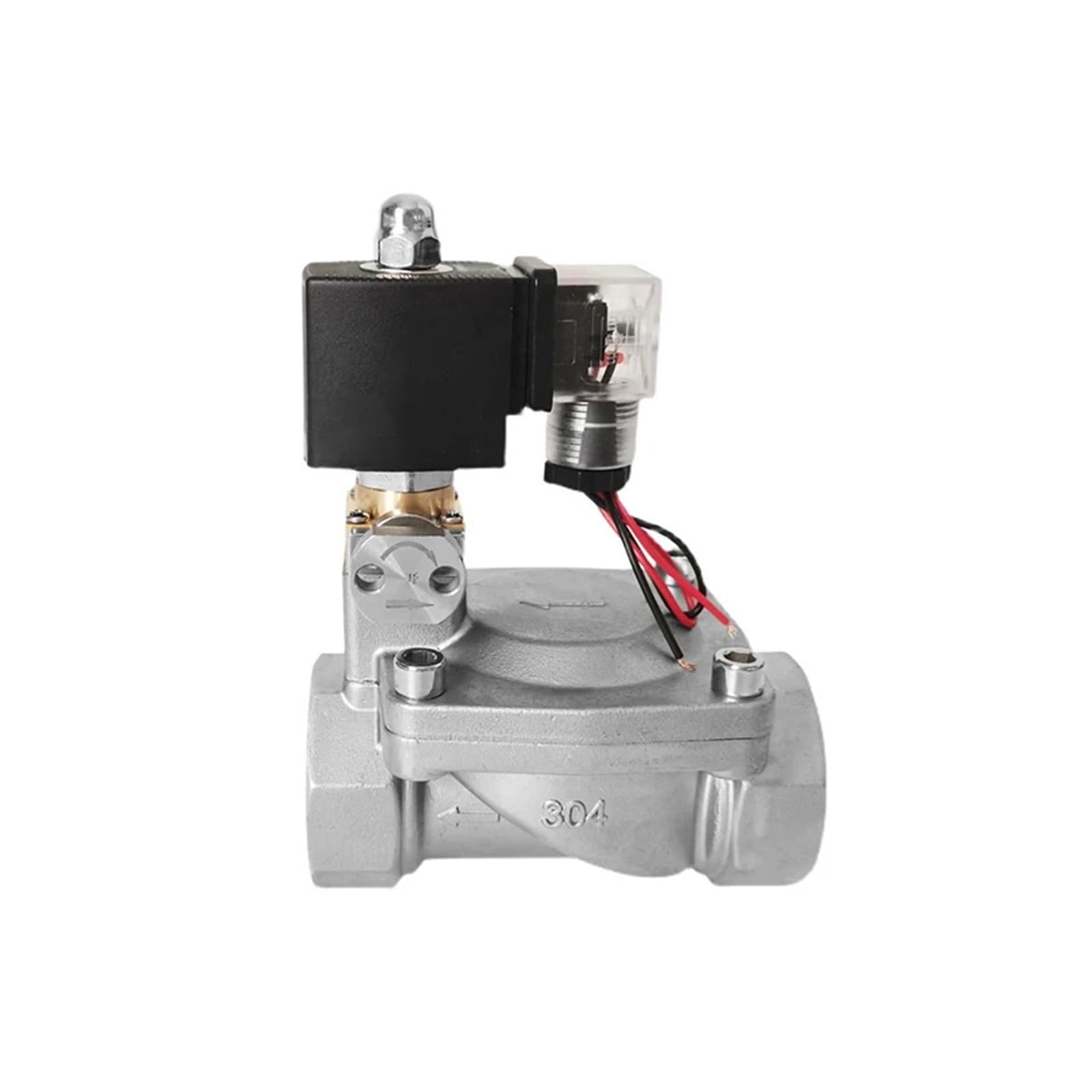 CHULKJFX DN15-50 High Pressure Solenoid Stainless Steel With Manual Emergency Switch AC220V DC24V For Water Oil Air(G-ac220v-ordinary Type,DN20)