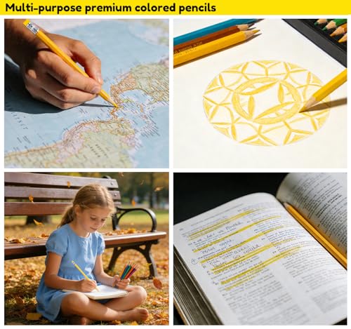 Adhere 25pcs Checking Pencils Erasable colored Pencils Pre-Sharpened #2 HB,for Checking Tests Grading,Map Coloring, editing Office Favors,including a Free sharpener. (Yellow) - Thumbnail 6