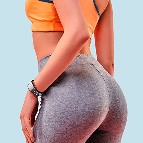 Adorve Compatible With Apple Watch Band 45Mm 44Mm 42Mm Se Iwatch Ultra Series 8 7 6 5 4 3 2 1 For Women Men, Breathable Sport Silicone Replacement Strap, Blue White/White Black/Blackgray/Redblack, M/L #TOP7