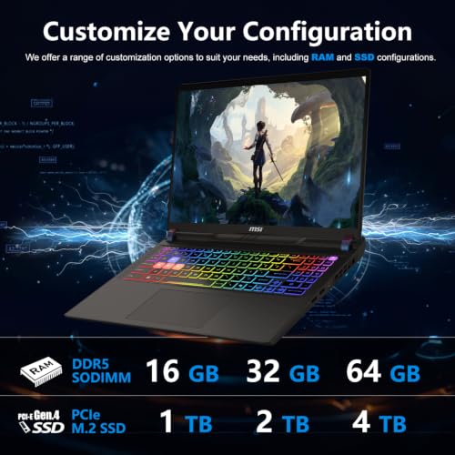 Image of msi Vector 16 16 inch FHD+ Intel Core Ultra 7 255HX 5070 Ti Gaming AI Laptop