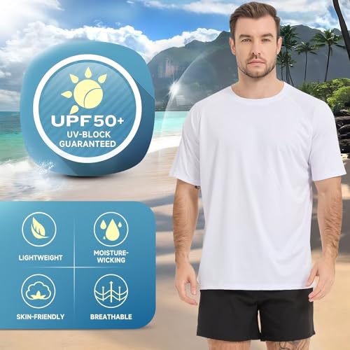 Men's Short Sleeve Rash Guard UPF 50+ Sun Protection Swim Shirts Quick Dry Outdoor Sports Underwear for Men3