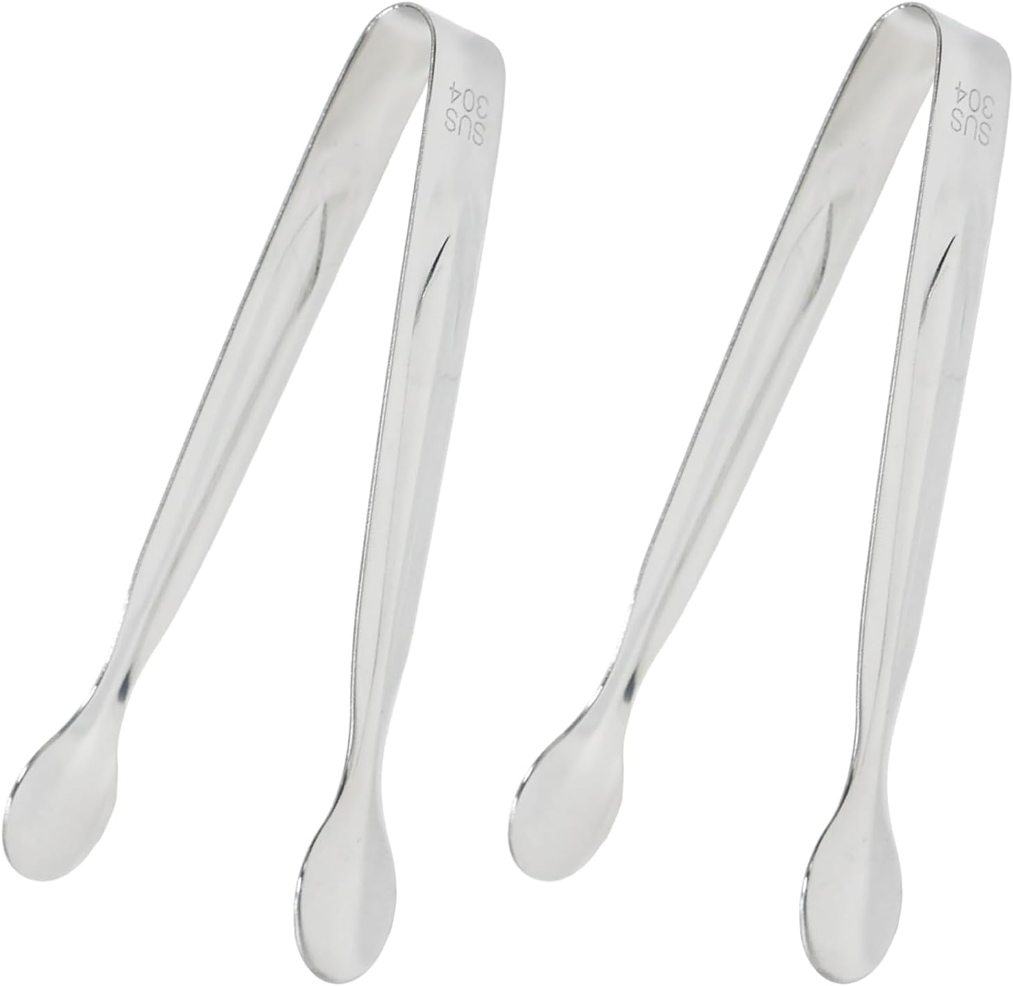 2 Pcs Stainless Steel Mini Tongs, Silver Ice Serving Tong Sugar Cube Tong, Tiny Kitchen Tongs for Appetizers/Tea Party, Coffee Bar, Desserts