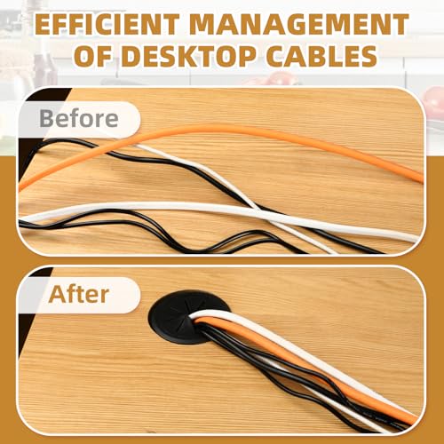 Image of Desk Grommet 2 Inch (50 mm) 8 Pieces, Desk Hole Cover for Cables Black, ABS Plastic Grommet Hole Cover with Hole Saw for Wires Cables Through the Countertop by XIOGZAXI