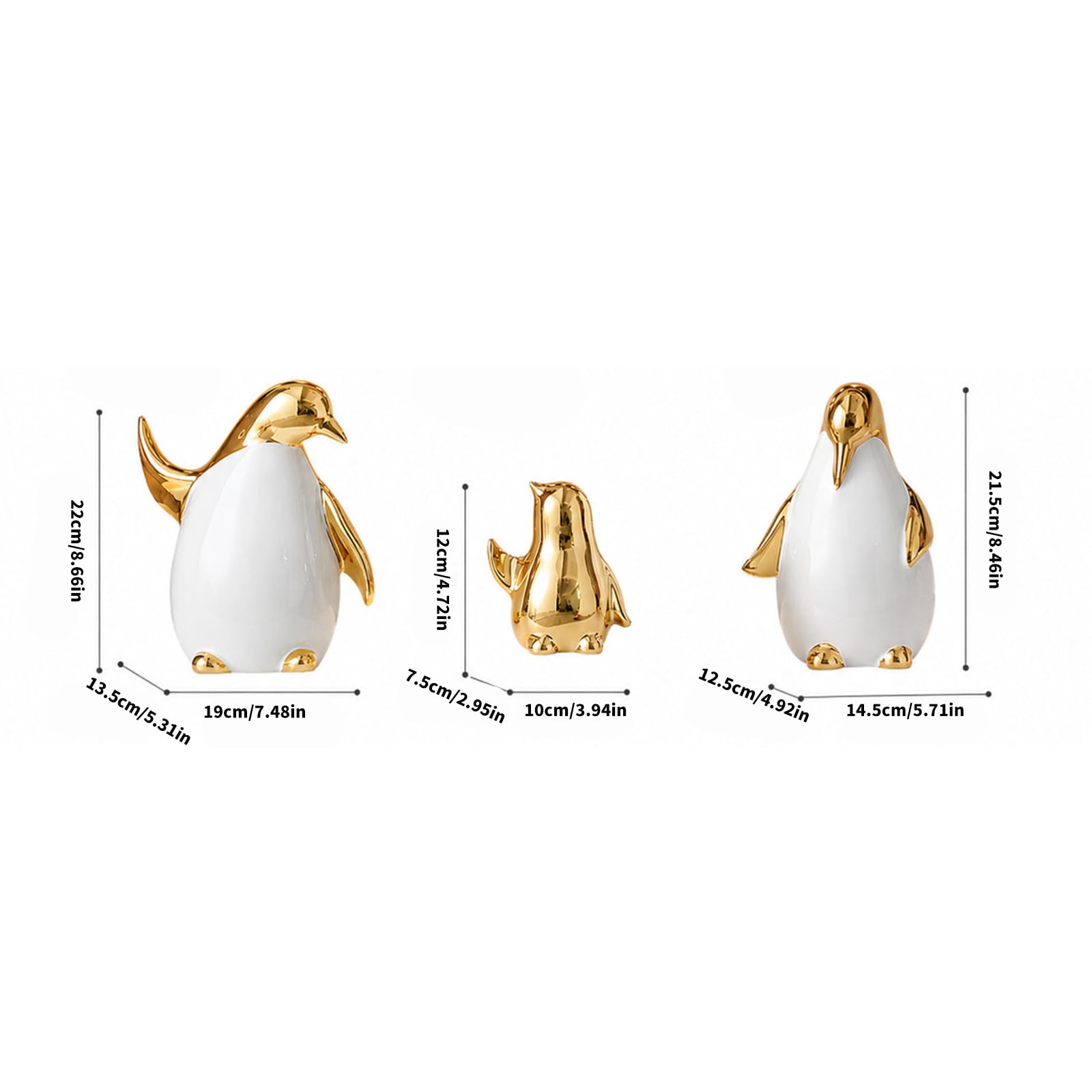 Cartoon Pinguine Skulptur Kollektion, 3-teilige Keramik Kunststatuen, zeitgenössische Dekorationen für Zuhause, Geschenk, Wohnzimmer Dekorationen