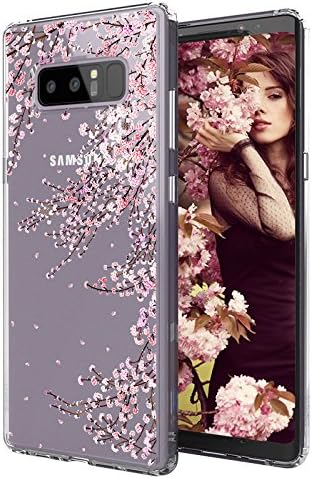 MOSNOVO Case for Galaxy Note 8, Cherry Blossom Floral Flower Printed Clear Design Transparent Plastic Hard Slim Case with TPU Bumper Protective Case Cover for Samsung Galaxy Note 8