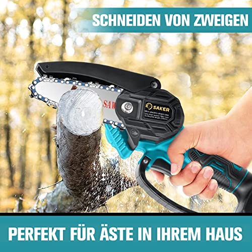 Saker Mini Kettensäge mit Akku 4 Zoll, kabellose kettensäge elektrisch mit 1 Kette und 1 Batterie, 10 cm mit… – Bild 7